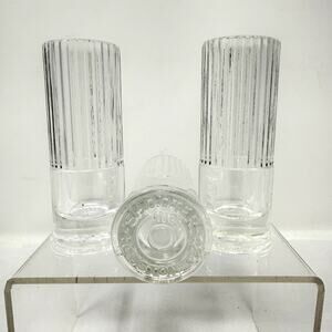 VTG Shooters Inc Houston TX Ribbed Shot Glasses Set 3 Heavy Pressed Barware Rare